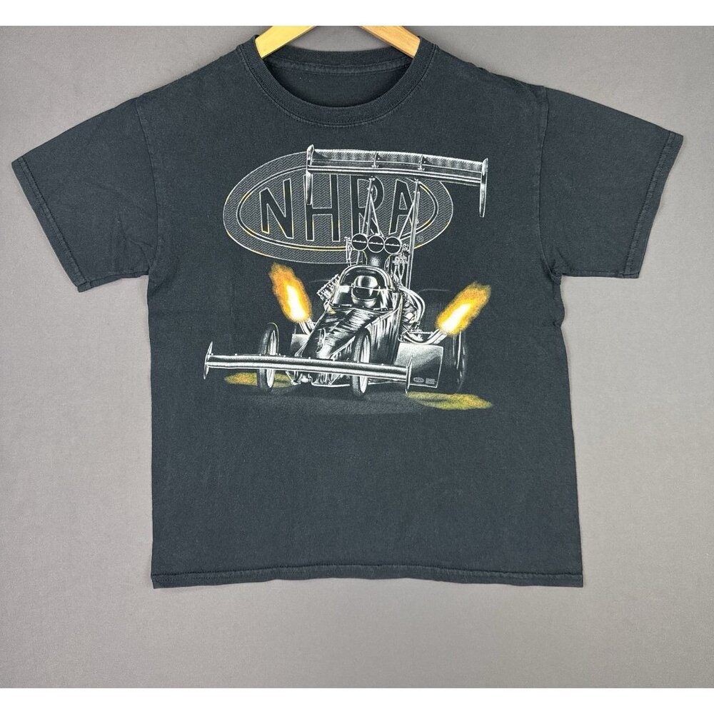 Vintage Y2K NHRA Car Drag Racing Black Shirt Youth Kid Racing Promo
